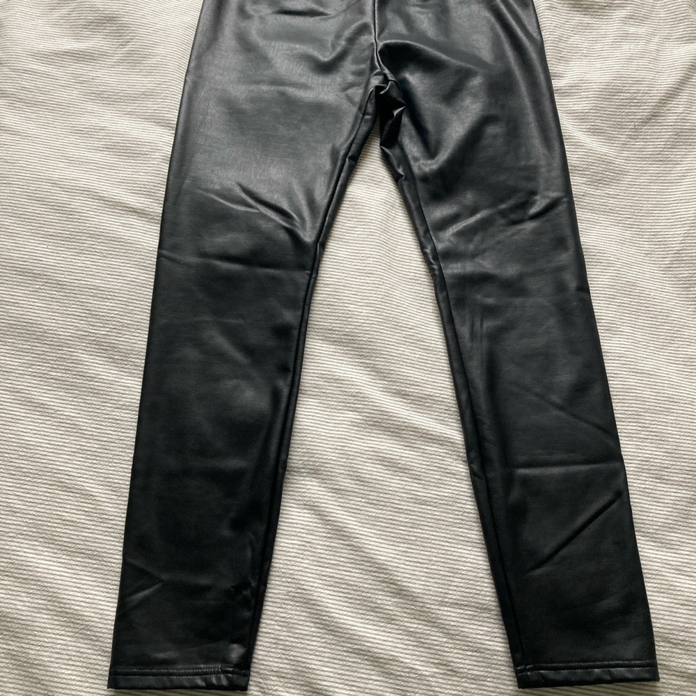 7 For All Mankind Black Faux Leather Leggings XL